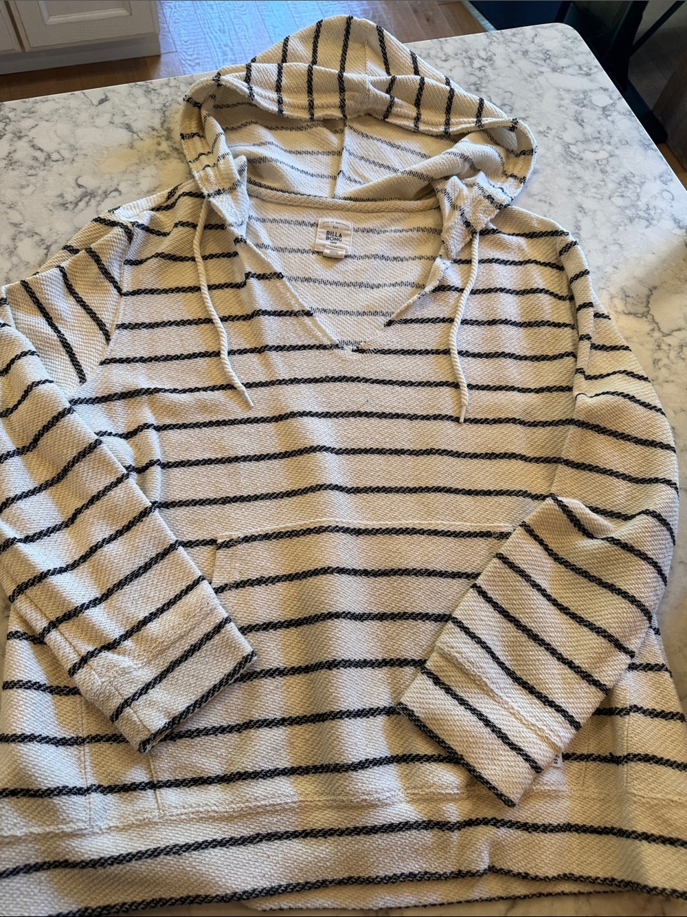 Billabong Cream Striped Hooded Sweater - Casual Pullover
